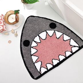TRUEDAYS Bathroom Rug Bath Mat Shark Shaped Non Slip Bath Rug Extra Soft and Absorbent Microfiber Bath Rugs for Bathroom Floor Tub and Shower Dry Quickly