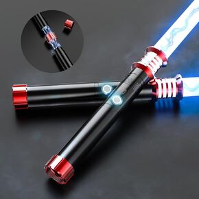 Lightsaber, 4 Modes Light Saber 2 Packs with Metal Hilt, 16 Colors LED 2 in 1 Light Sword, Dueling Sabers with Rechargeable Batteries for Birthday Christmas Thanksgiving Gifts (Black SW1)