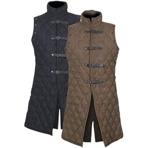 AnNafi Gambeson Coat Aketon Jacket Armor, Costumes Dress SCA Medieval Thick Padded Full Length (Brown, Medium)