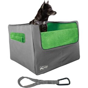 Kurgo Rear Skybox Booster for Dogs, Includes Dog Seatbelt Tether, Carseat for Pets Up to 30 Pounds, Helps with Canine Car Sickness, Rear Seat Use Only, Grass Green/Charcoal