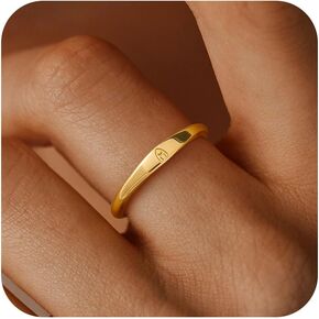 Gold Initial Rings for Women Non Tarnish 14K Gold Plated Stackable Letter Ring Dainty Pinky Wedding Bands Thumb Rings Thin Knuckle Stacking Cute Capital Letter Alphabet Jewelry Gifts Size 6-10