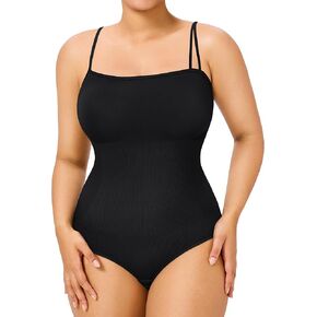 Eleady Shapewear Bodysuit Square Neck Tops for Women Seamless Womens Bodysuit for Women Tummy Control Ribbed