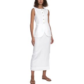 Two Piece Sets for Women Old Money Long Vest Set Boho Maxi Skirt Set Linen Set 2 Piece Sets for Women