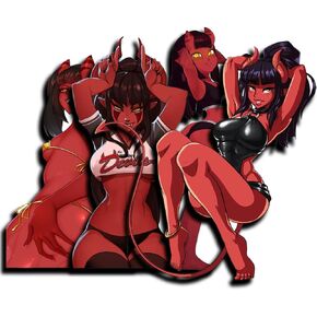 5.1 Inch 4Pcs for Sexy Anime Devil Girl Sticker Vinyl Waterproof Window Trunk Laptop Decal for Motorcycle Campervan Bumper Luggage Decor