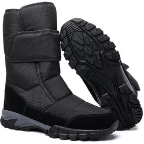 DADAWEN Men's Snow Boots Anti-Slip Waterproof Outdoor Shoes Warm Fur Lined Mid-Calf Winter Snow Boots
