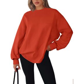 LASLULU Womens Long Sleeve T Shirts Oversized Tops Casual Fall Trendy Tee Shirts Blouses Pocket