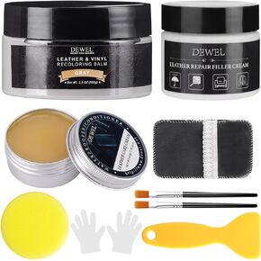 Gray Leather Recoloring Balm, With Leather Filler and beeswax, Leather Repair Kit for Furniture & car interior, Leather Color Restorer, Leather conditioner for Couches, furniture salve for leather