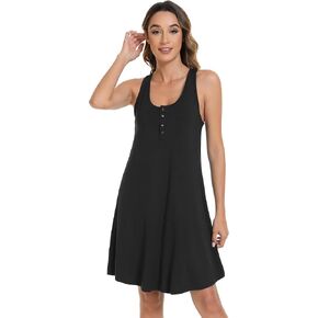 WiWi Viscose from Bamboo Nightgowns for Women Summer Tank Pajama Gowns Sleeveless Sleep Shirts S-XXL