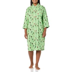 AmeriMark Flannel Nightshirt Button Down Sleepshirt Knit Nightgown for Women Plus Size