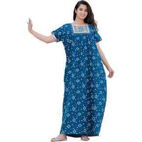Stylish Indian Women's Cotton Traditional Printed Maxi Long Nightgowns/Nighty