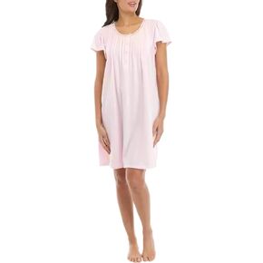 Miss Elaine Women's Silky Knit Short Sleeve Short Length Night Gown