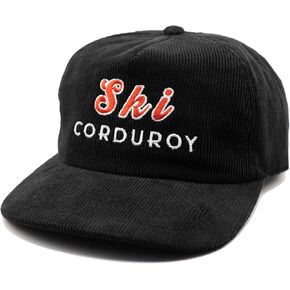 Ski Corduroy Vintage Trucker Hat - Embroidered Snapback Cap for Skiers, Outdoor Adventure, Après-Ski Style, Adjustable Fit, Premium Corduroy Material, Breathable Mesh Back, Ski Gift for Men & Women