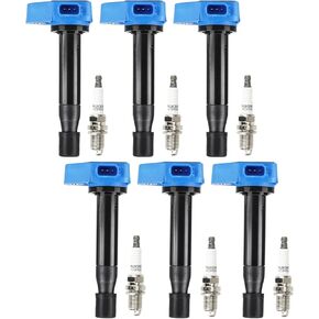 Ignition Coil Pack + Iridium Spark Plugs for Acura CL 3.2L V6 2001-2003, 1999-2003 TL 3.2L V6, 2000-2002 Honda Accord3.0L V6, 1999-2007 Odyssey 3.5L V6, UF242 IGN285B 5C1013 50063, 6 Sets
