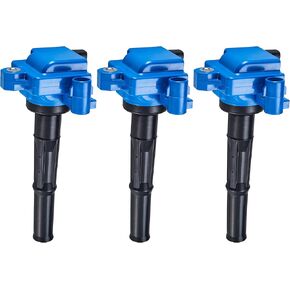 ENA Set of 3 Blue Ignition Coil Pack 3.4 Compatible with Toyota 1996-2002 4Runner, 1995-1998 T100, 1995-2004 Tacoma, 2000-2004 Tundra 3.4L Coils Replace# UF156 C1041 GN10184 9091902212 5C1308