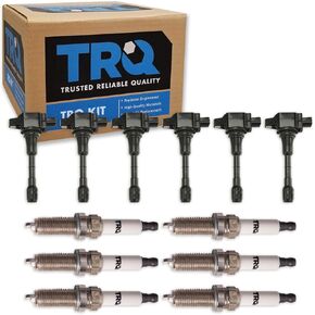 TRQ Ignition Kit Ignition Coil Spark Plugs Compatible with 2009-2012 INFINITI G37