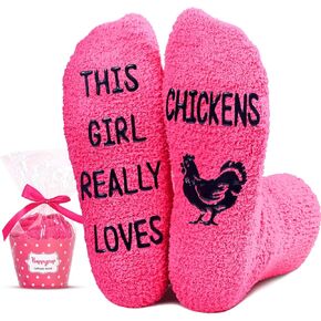 HAPPYPOP Fuzzy Socks Funny Gifts for Chicken Lovers Rooster Gifts Women, Novelty Chicken Leg Socks Rooster Chicken Stocking