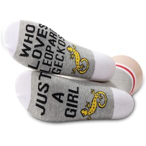 G2TUP 2 Pairs Leopard Gecko Lover Gift Just A Girl Who Loves Leopard Geckos Socks Leopard Gecko Owner Gift