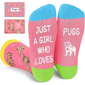 HAPPYPOP Funny Pugs Socks for Girls - Crazy Pugs Gifts Silly Fun Weird Gifts In Pink