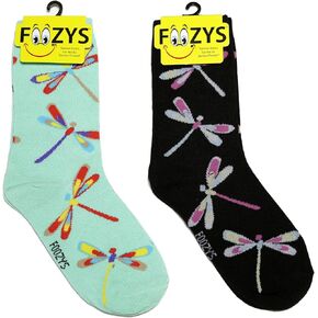 Foozys Women’s Crew Socks | Dragonflies Island Oasis Novelty Socks | 2 Pair…
