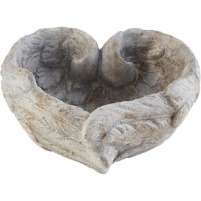 47th & Main Angel Wings Heart Shaped Bowl Home Décor For Table, 5.75" Dia x 3.25" H, Grey