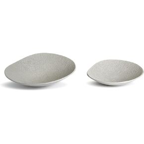Two's Company Set of 2 Haiku Collection Wave Bowl in A Shitake Beige Color (Food Safe)