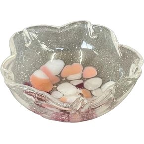 IPPINKA Handmade Cherry Blossom Glass Bowl, Pink Sakura Flower Dish, 4.7 x 1.8 in