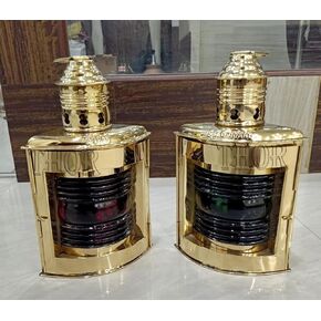 Vintage Nautical Brass Lamp Ship Boat Light Lantern Decor Port & Starboard Lanterns Set of 2 Ship Oil Lamps Rustic Vintage Home Decor Gifts