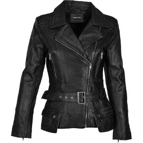 Womens Genuine Lambskin Leather Jacket | Classic rider leather jacket | Black Leather Jacket Women | Womens Leather Jacket