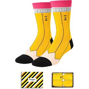 Crazy Socks for Women Men, Funny Teacher Socks, Crazy Wacky Pencil Gifts for Teen Girls Boys, Back to School Gifts