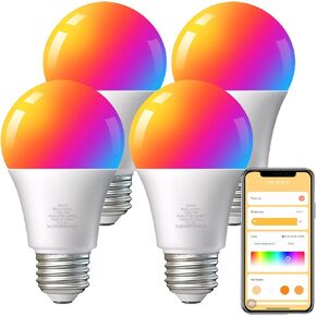 TJOY 6 Pack Smart Light Bulbs, Bluetooth WiFi Led Bulb Work with Alexa&Google Assistant, RGB Color Changing Bulbs, Music Sync, 9W(60W Equivalent), A19 E26 800LM, 2.4Ghz WiFi only