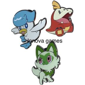 Pokemon Pin Set - Sprigatito Fuecoco Quaxly - Scarlet & Violet - Enamal Pins