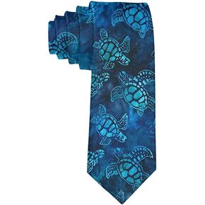 COLORFULSKY Men's Fashion tie Watercolor Blue Sea Turtle Necktie One Size Neck Tie