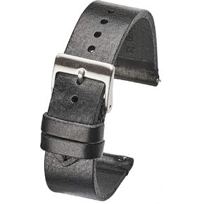 ALPINE Hand Made Genuine Vintage Leather Watch Strap with Quick Release Steel Spring Bars - Black, Brown, Grey, Blue and Tan in Sizes 18mm, 20mm, 22mm, 24mm (fits Wrist Size 6 1/4 inch to 8 inch)