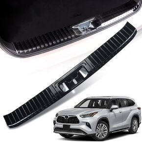 Rear Inside Bumper Sill Plate Guard Stainless Steel Cover Trim Door Tailgate Trunk Lid Protection Compatible for Highlander 2020 2021 2022 2023 2024 1PC(Black)