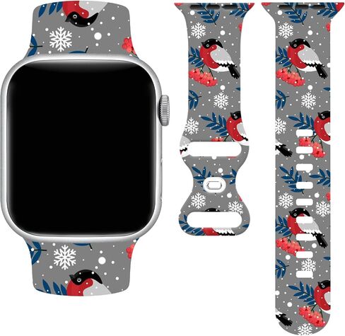 Sonwflakes Watch Band Compatible with Apple Watch 38mm 40mm 41mm 42mm 44mm 45mm 49mm, IWatch Bands Wristbands Soft Silicone Strap Adjustable Replacement for All Series Women Men in Kuwait