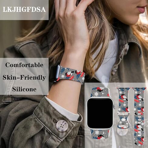 Sonwflakes Watch Band Compatible with Apple Watch 38mm 40mm 41mm 42mm 44mm 45mm 49mm, IWatch Bands Wristbands Soft Silicone Strap Adjustable Replacement for All Series Women Men in Kuwait