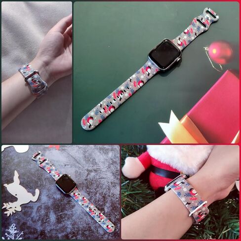 Sonwflakes Watch Band Compatible with Apple Watch 38mm 40mm 41mm 42mm 44mm 45mm 49mm, IWatch Bands Wristbands Soft Silicone Strap Adjustable Replacement for All Series Women Men in Kuwait