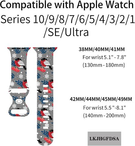 Sonwflakes Watch Band Compatible with Apple Watch 38mm 40mm 41mm 42mm 44mm 45mm 49mm, IWatch Bands Wristbands Soft Silicone Strap Adjustable Replacement for All Series Women Men in Kuwait