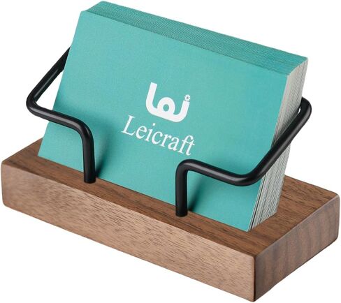 Business Card Holder for Desk, Modern Card Organizers and Office Desk Accessories for Men and Women (Walnut Golden) in Saudi Arabia