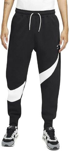 بنطال Nike Big Swoosh Tech Fleece Joggers للرجال (as1، Alpha، l، عادي، عادي، أسود/أبيض، عادي) in Saudi Arabia