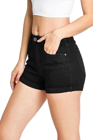 Wax Jeans Women's Juniors Eco-Friendly High Rise Denim Shorts in Saudi Arabia