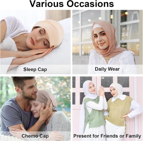PHOGARY 4 Pcs Women Hijab Undercap, Islamic Muslim Under Hijab Cap Inner Under Scarf Hat Hijab Cap with Tie Back Closure Solid Color Underscarf Hijab Cap Turban Head Wraps for Women Chemo Sleep Cap(C) in Saudi Arabia