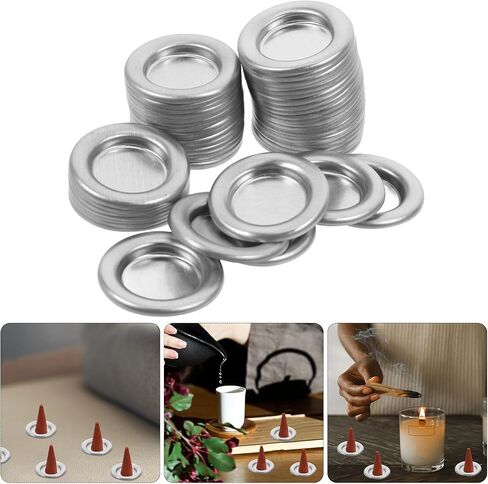 50Pcs Metal Incense Cone Holders - Small Incense Trays for Cones & Sticks, Versatile Incense Burner Tray for Home and Meditation Spaces in Saudi Arabia