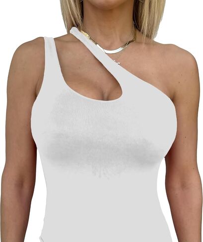 Women's Butter Soft Trendy One Shoulder Sleeveless Sexy Shapewear Bodysuit Tops in Kuwait