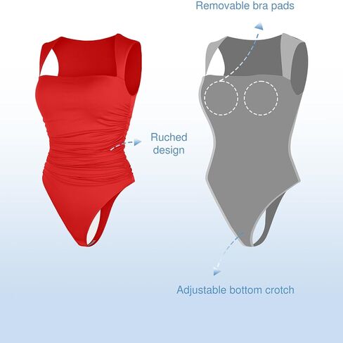 Popilush Shapewear Bodysuits for Women Sleeveless Tank Tops Square Neck Tummy Control Body Suit Bluetag Collection in Kuwait