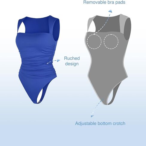 Popilush Shapewear Bodysuits for Women Sleeveless Tank Tops Square Neck Tummy Control Body Suit Bluetag Collection in Kuwait