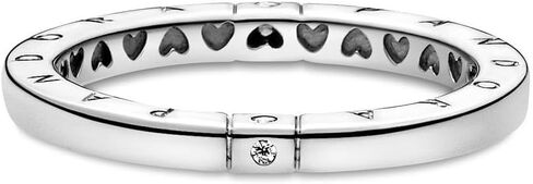 PANDORA Logo & Hearts Ring, 925 Sterling Silver, Size: EUR-58, US-8.5 - 199482C01-58 in Saudi Arabia