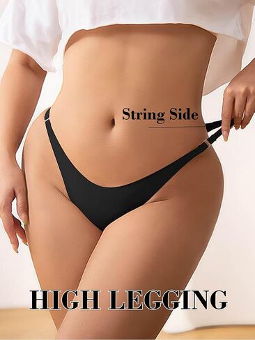 Women's String Bikini Briefs Soft and Seamless Women's Strap Bikini Panties Comfortable Low-Rise Underwear 6 Pack in Kuwait