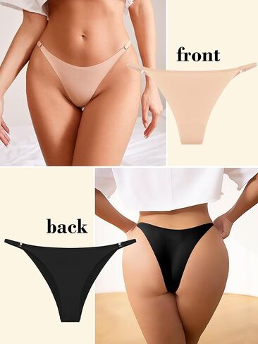 Women's String Bikini Briefs Soft and Seamless Women's Strap Bikini Panties Comfortable Low-Rise Underwear 6 Pack in Kuwait