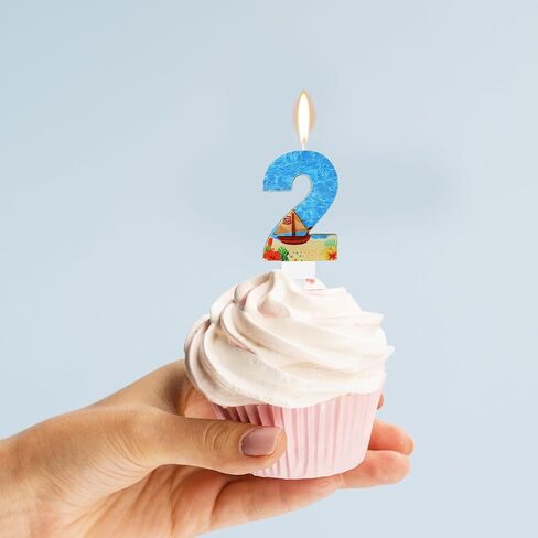 Birthday Number Candle, Beach Theme Birthday Party Candle Sailing Boat Birthday Party Decoration Paraffin Blue Sea Number Candles for Cake Topper for Wedding Summer Party (Number 6) in Saudi Arabia